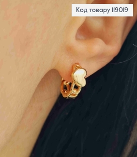 Сережки-кільця  (1,1см) "Серце з цепочкою"  (серце 0,6см) ,Xuping 18K 119019 фото