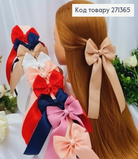 Набор детских заколок (10шт) БАНТИК репс 4см с длинными хвостиками, 10*20см, цвета в ассорт. 271365 фото
