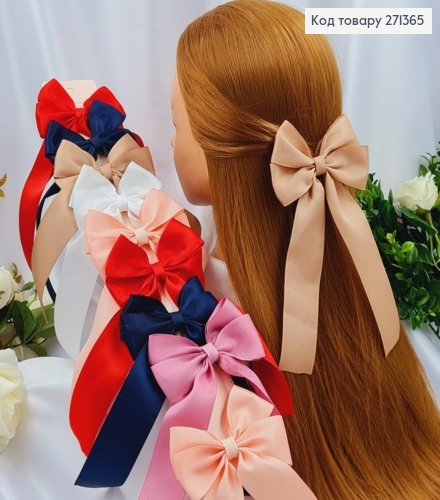 Набор детских заколок (10шт) БАНТИК репс 4см с длинными хвостиками, 10*20см, цвета в ассорт. 271365 фото 1