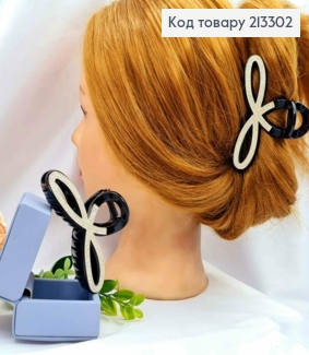 Краб пластик "ПЕТЕЛЬКА" прикрашений Блискучими камінцями, розмір 9см, Чорного кольору 213302 фото