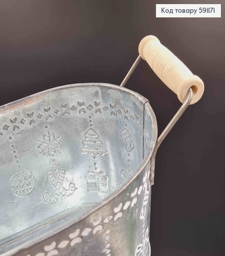 Ведерко-кашпо, овальной формы, металл, Новогодняя тематика, высота 8,5см, Польша 591171 фото 2