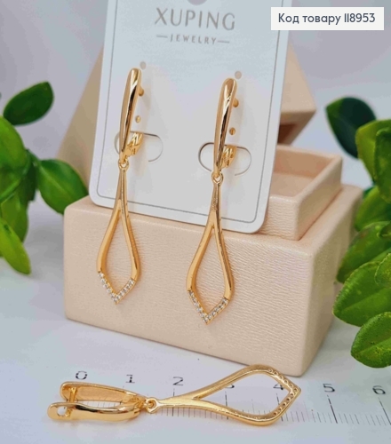 Серьги с подвижной подвеской с Блестящими камешками, 1,8+2,8см, английская застежка, Xuping 18K 118953 фото 1