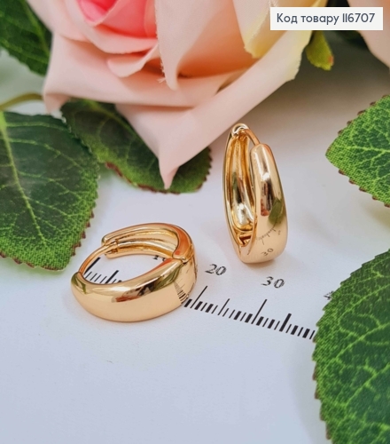 Серьги кольца заужены к верху, диаметр 2см, Xuping 18K 116707 фото 2