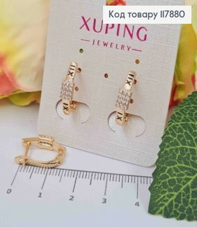 Серьги "Век" с Блестящими камешками, длина 1,6см, англ застежка, Xuping 18K 117880 фото