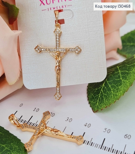 Крестик с распятием, в камнях, 3,5*2,5см Xuping 18K 130468 фото 1