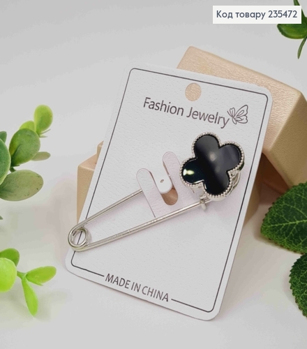 Брошь-шпилька "Van cleef" серебряного цвета, размер 6,5*2см 235472 фото 2