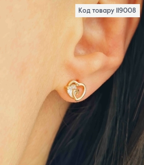 Серьги-гвоздики Сердце с камешком в виде сердца (размер серьги: 0.7*0.6см) ,Xuping 18K 119008 фото