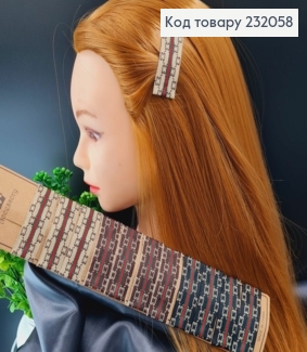 Заколка Тік-Так 6*2см  тканина, брендована  в асорт. 232058 фото