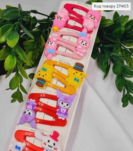 Набор детских заколок (20шт) ЗВЕРУШКИ, размер 2*2,5см, заколка тик-так 5,5см, ярких цветов 271403 фото 1