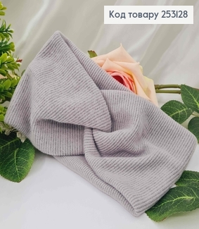 Повязка ангора рубчик, Серого цвета, 21*10,5см, ручная работа 275033 фото