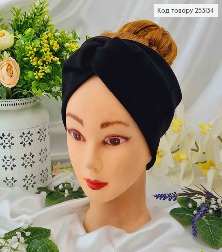 Повязка мягкая замша, Черного цвета, 26*9,5см, ручная работа. 253134 фото 1