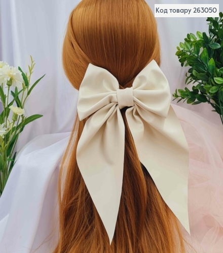Бант з еко-шкіри АЙВОРІ на заколці , розмір 15*14см, Україна 263050 фото 1
