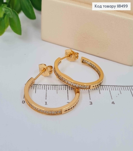 Серьги гвоздики "Кольца" с Блестящими камешками, 2,5см, Xuping 18K 118499 фото 1