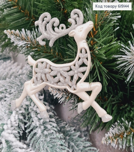 Новогодняя фигура Блеск Олень Серебро с узором, 11*10см, Украина 619144 фото 1