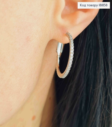 Серьги кольца украшены Блестящими камешками, 2,4см, Xuping 181858 фото 1