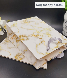 Пакет бумажный "Белый Мрамор", 26х32х10см 541089 фото