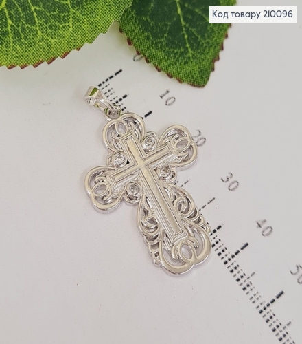 Крестик родированый с камянми 3,5*2,5см Xuping  210096 фото 1