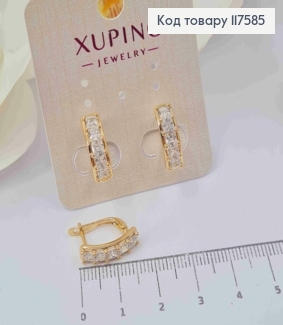 Серьги "Рассвет" с Блестящими камешками, 1,6см, английская застежка, XUPING 18K 117585 фото