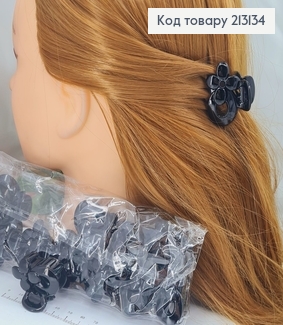 Краб пластик Квітка, чорний 4см 213134 фото