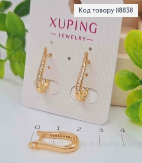 Серьги Овальные украшены Блестящими камешками, 2см, англ. застежка, Xuping 18К 118838 фото