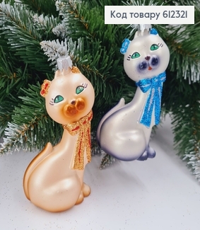 Новогодняя фигура Кот с бантом Краска, в ассорт., 12*6,5см, Украина 612321 фото