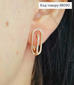 Серьги "Exclusive" с Блестящими камешками, 1,9см, английская застежка, Xuping 18К 118090 фото