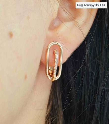 Серьги "Exclusive" с Блестящими камешками, 1,9см, английская застежка, Xuping 18К 118090 фото 1