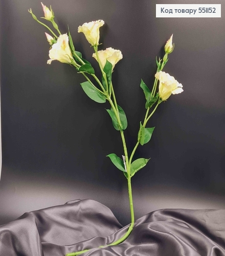 Искусственный цветок Эустомы, СВЕТ-САЛАТОВЫЙ, 4 цветка + 3 бутона, на металлическом стержне, 82см 551152 фото 2