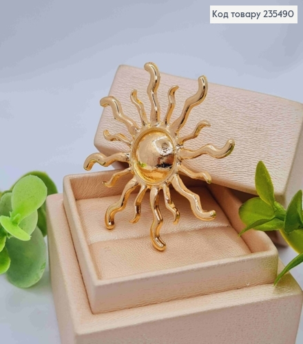 Брошь металл "Солнышко, Золотого цвета, 4,3см 235490 фото 1