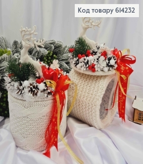 Коробка (17*13см)АИВОРЫ+крышка с ОЛЕНЕМ,декорированная красным, ручная работа, Украина 614232 фото