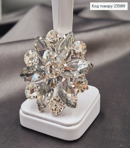 Брошка метал Цветок серебро с каимушками 4,5х4,5см 235189 фото 1