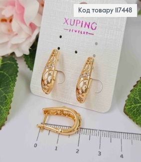 Серьги овальные, Ажурные украшены Камешками, длина 2,1см, XUPING 18K 117448 фото