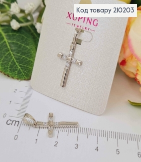 Крестик родованный, с четырьмя камешками, 2*1,4см, Xuping 210203 фото