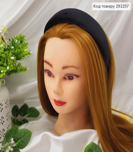 Обруч пластик, мягкий велюр, ЧЕРНЫЙ, шир.4см. 292257 фото 1