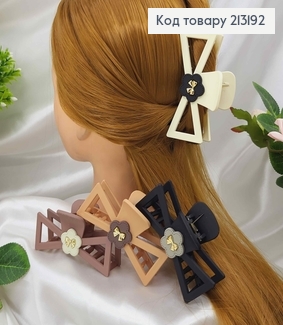 Краб каучук, матовий з квіточкою та бусинкою бантиком, 9см, кольори в асорт. 213192 фото