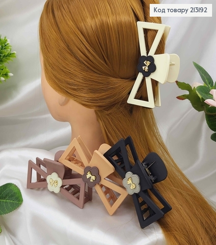 Краб каучук, матовий з квіточкою та бусинкою бантиком, 9см, кольори в асорт. 213192 фото 1