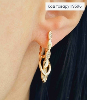 Серьги "Стильные" украшены Блестящими камешками, 2,7см, английская застежка, Xuping 18К. 119396 фото