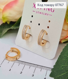Серьги кольца украшены Блестящими камешками в два ряда, ширина 4мм, диаметр 1,4см, Xuping 18К. 117767 фото