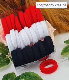 Резинка микрофибра Чорные/Белые/Красные, 30шт/уп., Китай 256034 фото