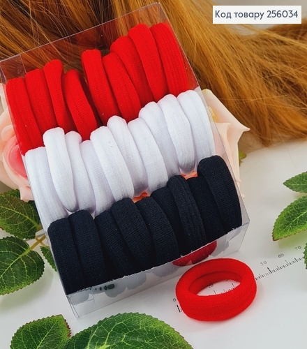Резинка микрофибра Чорные/Белые/Красные, 30шт/уп., Китай 256034 фото 1