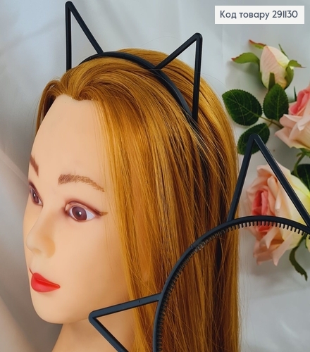 Обруч пластик каучук чорні  ВУШКА в асорт. 291130 фото 1